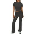 thumbnail image 1 of Birdeem Blouses pour Femmes Décontractées Printemps et Été Femmes Unies Manches Courtes Col Rond Blouses Hauts Pantalon Long Ensembles Taille Élastique, 1 of 1