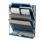 Mind Reader 5-Tier Vertical File Storage, Desktop Organizer, Wall Mount, 12.75L x 4W x 16H, Turquoise
