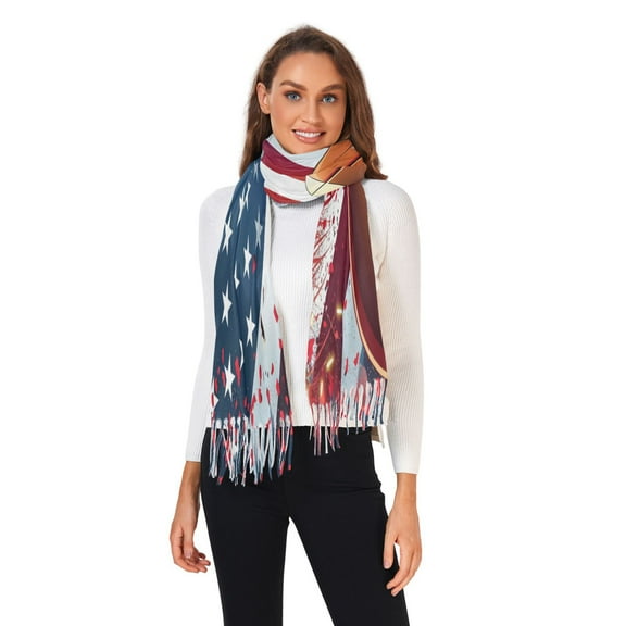 Winter Scarves for Women American Football with Flat Fashion Pashmina Shawl Wraps Long Blanket Scarf for Fall Spring