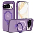 thumbnail image 1 of Asuwish Phone Case for Google Pixel 9/10/9 Pro/10 Pro 5G Tempered Glass Screen Protector Magnetic Bracket Translucent Shockproof Protective Cell Cover Pixel9 Pixel10 9Pro 10Pro Women Men Deep purple, 1 of 7