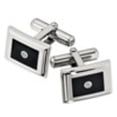 thumbnail image 5 of Auriga Fine Jewelry Stainless Steel Brushed Black Enameled Center with .06 carat Diamond Cufflinks for Men, 5 of 6