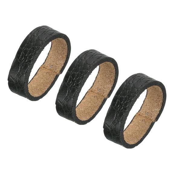 3Pack Leather Belt Loop Keepers, Fits 3.8cm Width Belt Strap Buckles (Black)