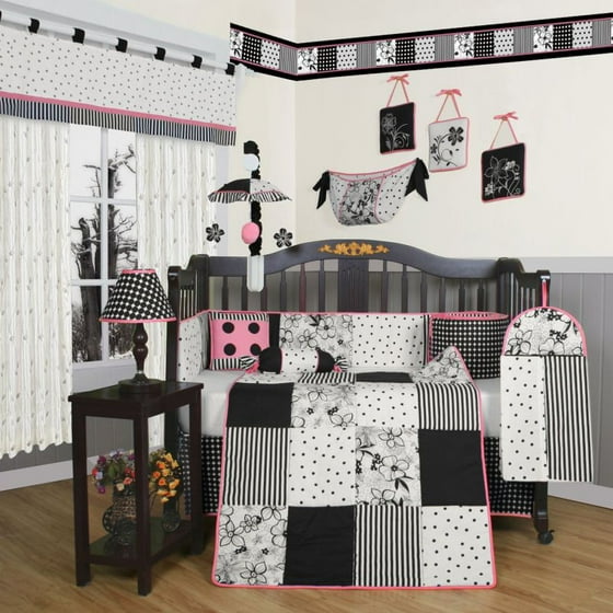 Geenny Boutique Flower And Dot 13 Piece Crib Bedding Set