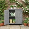 thumbnail image 3 of CQSXDA Potting Bench With Storage Cabinet And Metal Table Top Outdoor Gardening Work Station Table For Patio Use, 3 of 8