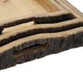 thumbnail image 4 of 20, 18, 16 Inch Set of 3 Wood Serving Trays, Tree Bark Accent, Natural Brown, 4 of 5