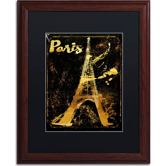 Trademark Fine Art "Gold Eiffel" Canvas Art by Color Bakery, Black Matte, Wood Frame