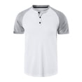 thumbnail image 2 of Besolor Mens Short Sleeve Shirts Summer Classic Knitted Crewneck Button Color Block Tops Workout Athletic Tees, 2 of 7