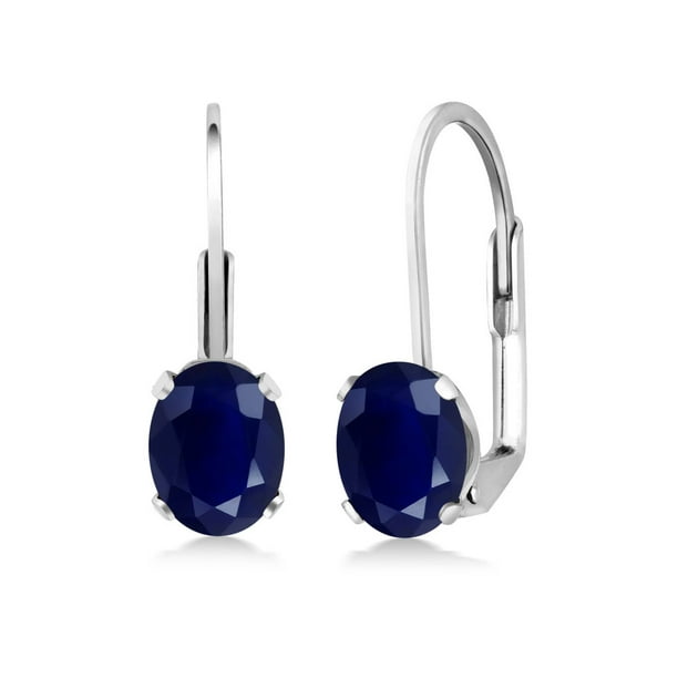 Gem Stone King 925 Sterling Silver Blue Sapphire Leverback Earrings For