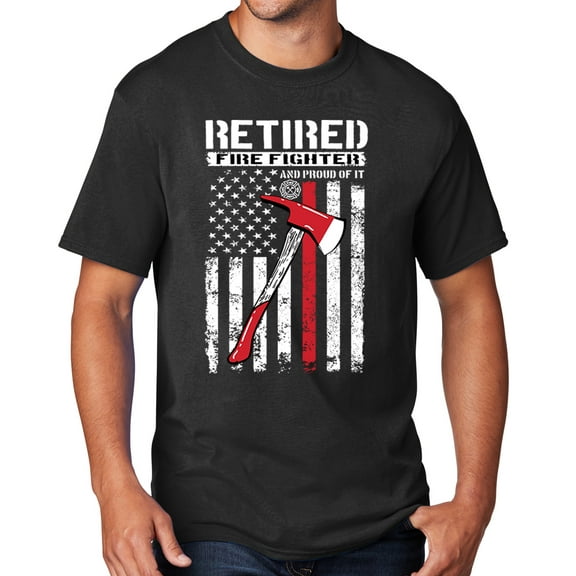 Men's Retired Firefighter with Axe T-shirt, 4XL Jet Black