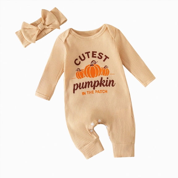 Nwiuh My First Thanksgiving Baby Girl Outfit Turkey Long Sleeve Romper Jumpsuit Infant Newborn Girl Outfits Clothes (Beige, Newborn)