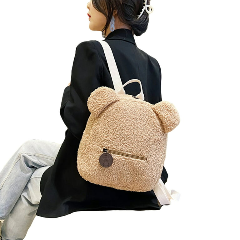 FOCUSNORM Me Plus Women's Soft Faux Fur Fuzzy Mini Backpack, Shoulder bag  Purse, Schoolbag 