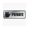 COSCO Brushed Metal Office Sign, Private, 9 x 3, Silver