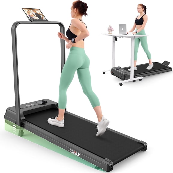 FUNMILY Walking Pad Treadmill with Incline and Handle Bar, Foldable Treadmill for Home Office, Folding Walking Pad Treadmills with Remote Control, LED Screen