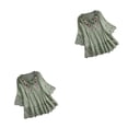 thumbnail image 4 of Blusa vintage Qarigey para mujer con cuello en V verde M, 4 of 6
