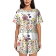 thumbnail image 1 of Balery Autumn Garden Conjunto de Pijama para Mujer con Estampado, Dos Piezas de Manga Corta y Shorts, Ropa de Dormir Suave con Cuello Redondo y Bolsillos-Large, 1 of 6