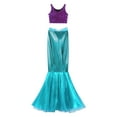 thumbnail image 3 of YIZYIF Womens Mermaid Costume Metallic Sleeveless Crop Top with Ruffled Fishtail Long Skirt Purple&Blue 3XL, 3 of 6