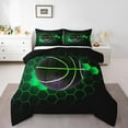 thumbnail image 1 of Erosebridal Neon Basketball Bedding Full Comforter Set, Gradient Green Hexagon Duvet Insert, Reversible 3pcs, 1 of 7