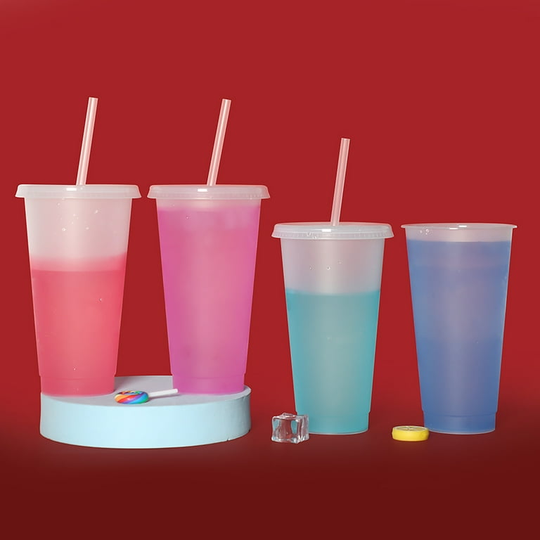 Soft drink Cup , Red Plastic Drink Cup , disposable cup with straw