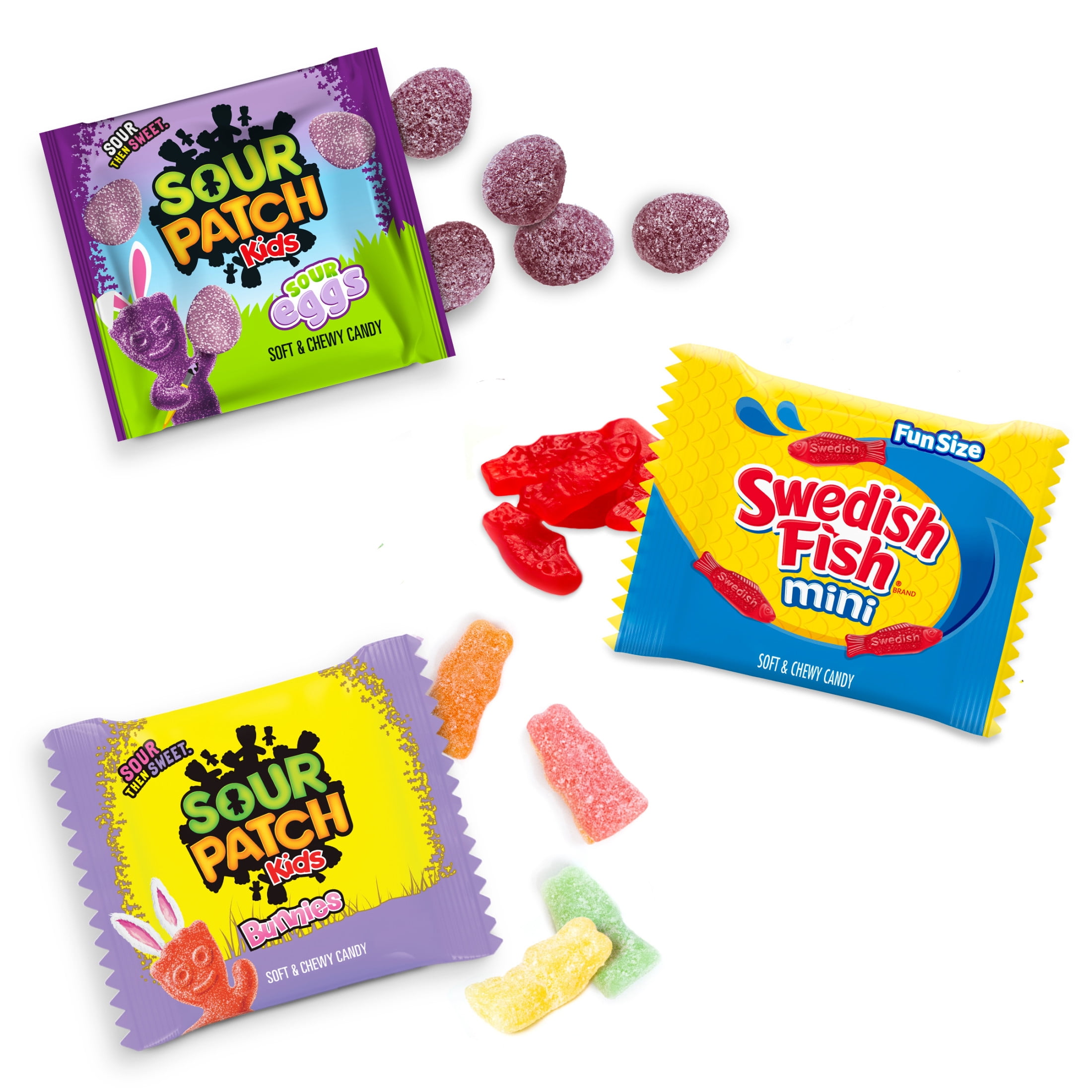 SOUR PATCH KIDS Bunnies, Eggs & SWEDISH FISH Soft & Chewy Easter Candy Variety Pack, 80 Snack Packs