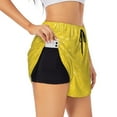 thumbnail image 2 of Disketp Yellow Glitter Print Women's Shorts Workout Shorts for Athletic Gym Running Shorts with Phone Pockets X-Large, 2 of 8