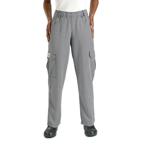 Mercer Culinary M61071HTL Genesis Women's Chef Cargo Pant in Hounds Tooth, Large, Black/White