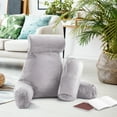thumbnail image 6 of Nestl Reading Pillow, Extra Large Bed Rest Pillow with Arms – Premium Shredded Memory Foam TV Pillow, Detachable Neck Roll & Lumbar Support Pillow - Light Gray Lavender, 6 of 7
