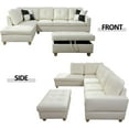 thumbnail image 4 of Wzlam Sectional Sofa Modern L Shaped 6 Seat with Storage Ottoman Couch Set, Faux Leather Sofa, White, Right Chaise, 4 of 7