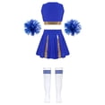 thumbnail image 2 of Alvivi Kids Girls Cheerleading Uniform Cheer Dance Costume Crop Top Pleated Skirt with Pom Pom Stock B Blue 16, 2 of 5