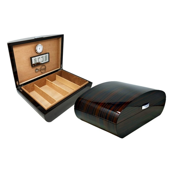 Waldorf Arc Shaped Cigar Humidor - Ebony Lacquer Finish - Capacity: 150