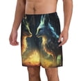 thumbnail image 2 of KLL Firefly Forest Fox Men's Casual Summer Beach Shorts Hawaiian Shorts with Pockets-Small, 2 of 5