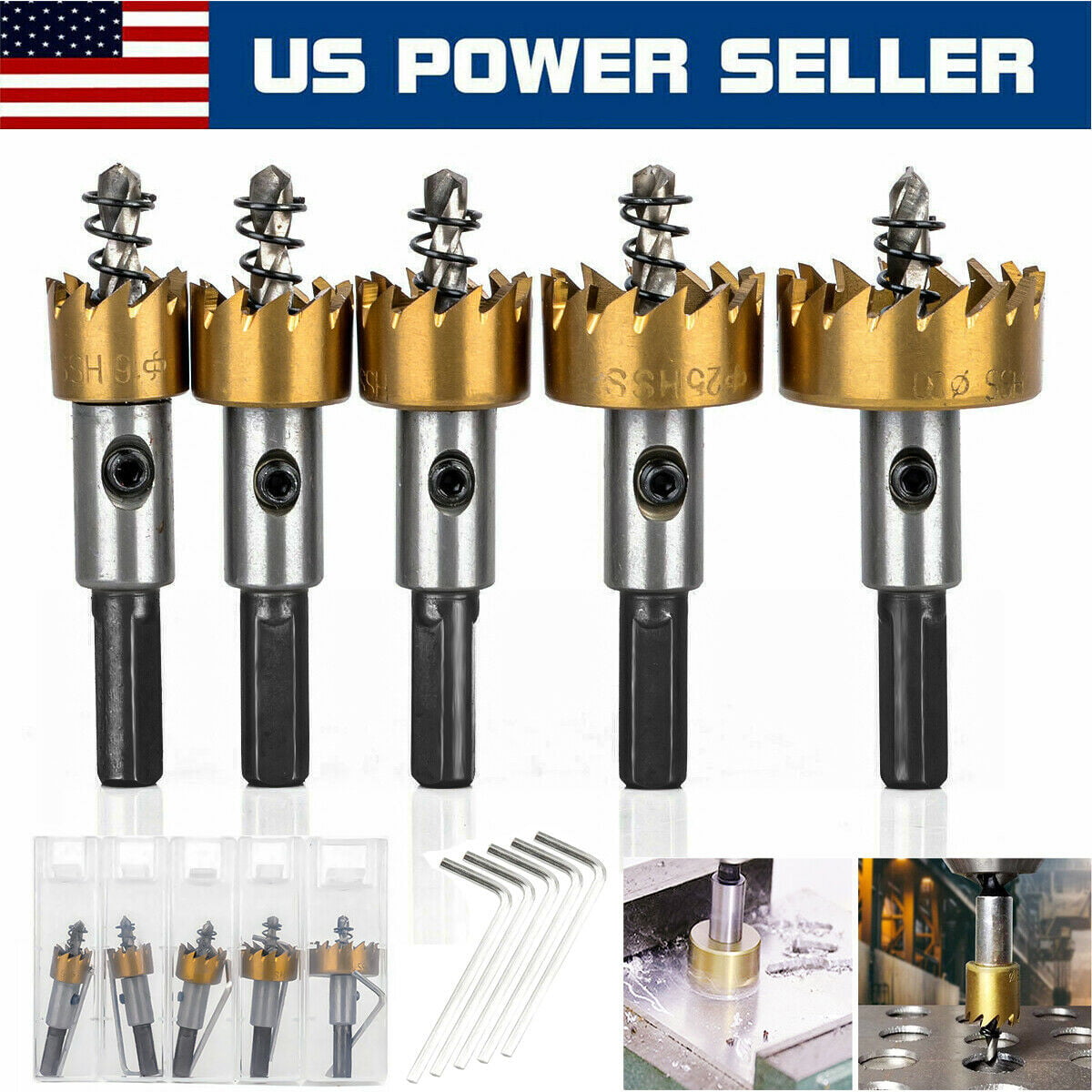 5pcs Carbide Tip Drill Bits Set For Metal Wood Tile Hole Drilling Cutting Tools 