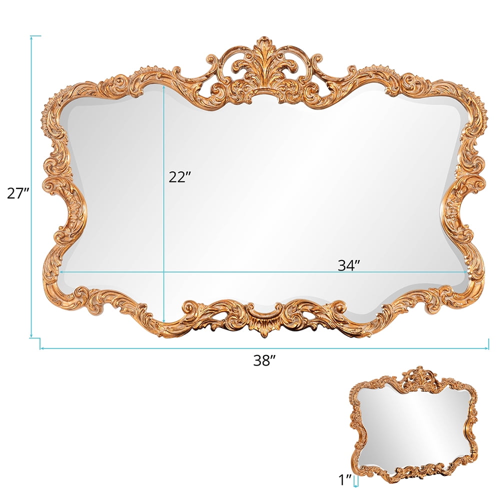 Tyler Dillon Gold Ornate Framed Decorative Wall and Accent Mirror - 38"W x 27"H