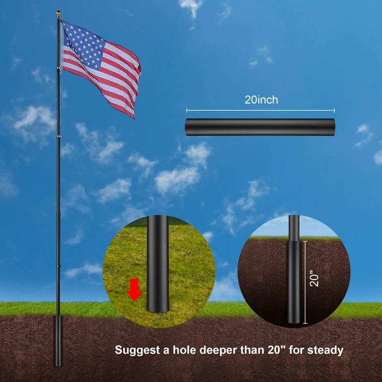 2 inch flagpole deals top hole size