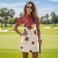 thumbnail image 5 of Psesaysky Christmas Poinsettia Tennis Dress for Women Sun Protection Athletic Golf Dress with Built in Separate Shorts Stretch Soft Short Sleeve Workout Skirt Outfit for Girls Y2K, 5 of 7