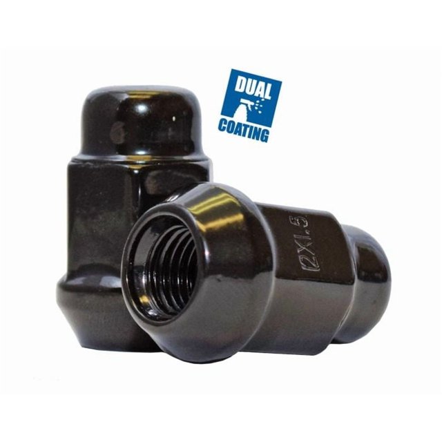 Coyote Wheel Accessories Écrou de Crantage 871148BLK Taille de Filetage 14 Millimètres x 1.5; Renflement Conique à 60 Degrés; Gland; Longueur Totale de 1,38 Pouce; Écrou de Crantage 3/4 Pouce Taille Hexagonale; Noir; Acier; Boîte de 100