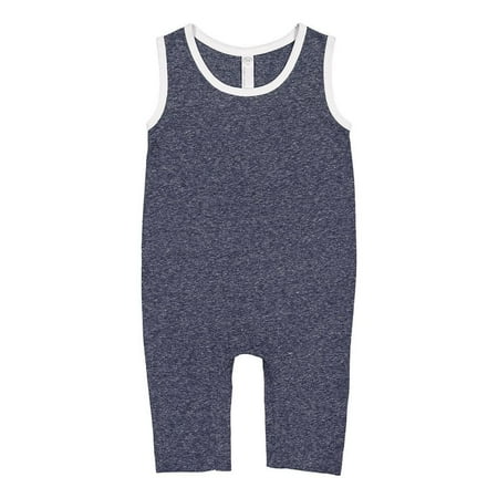

Infant Harborside Mélange Tank Romper Navy Melange Newborn