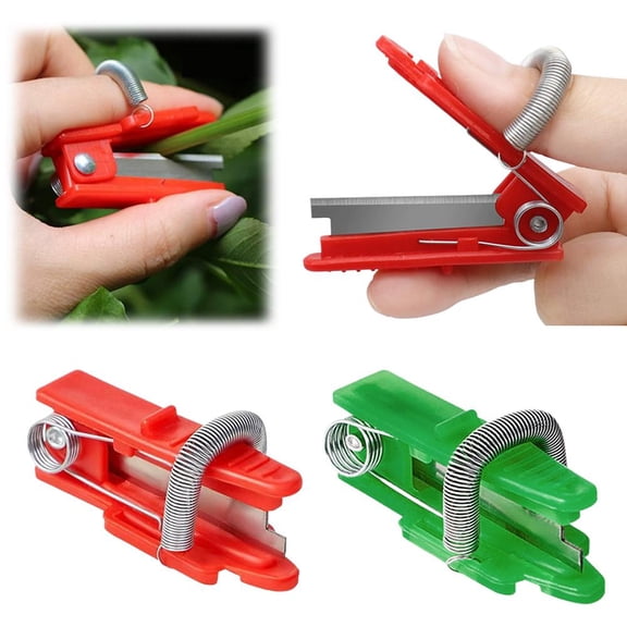 2 Pack Gardening Thumb Knife Leaf Tips Cutter, Bonsai Pruning Scissors Herb Snips, Finger Knives Compact Bonsai Clippers for Precise Trimming Plants Bushes and Flowers