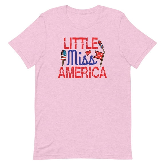 Patriotic Little Misses America 4th of July Shirt (Heather Prism Lilac, XS)