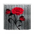 thumbnail image 3 of 4Pcs Retro Butterfly Rose Shower Curtain, Waterproof Bathroom Shower Curtain Set with Bath Mat Rug Toilet Lid Cover & 12 Hooks, 72 x 72 inch (Red), 3 of 9