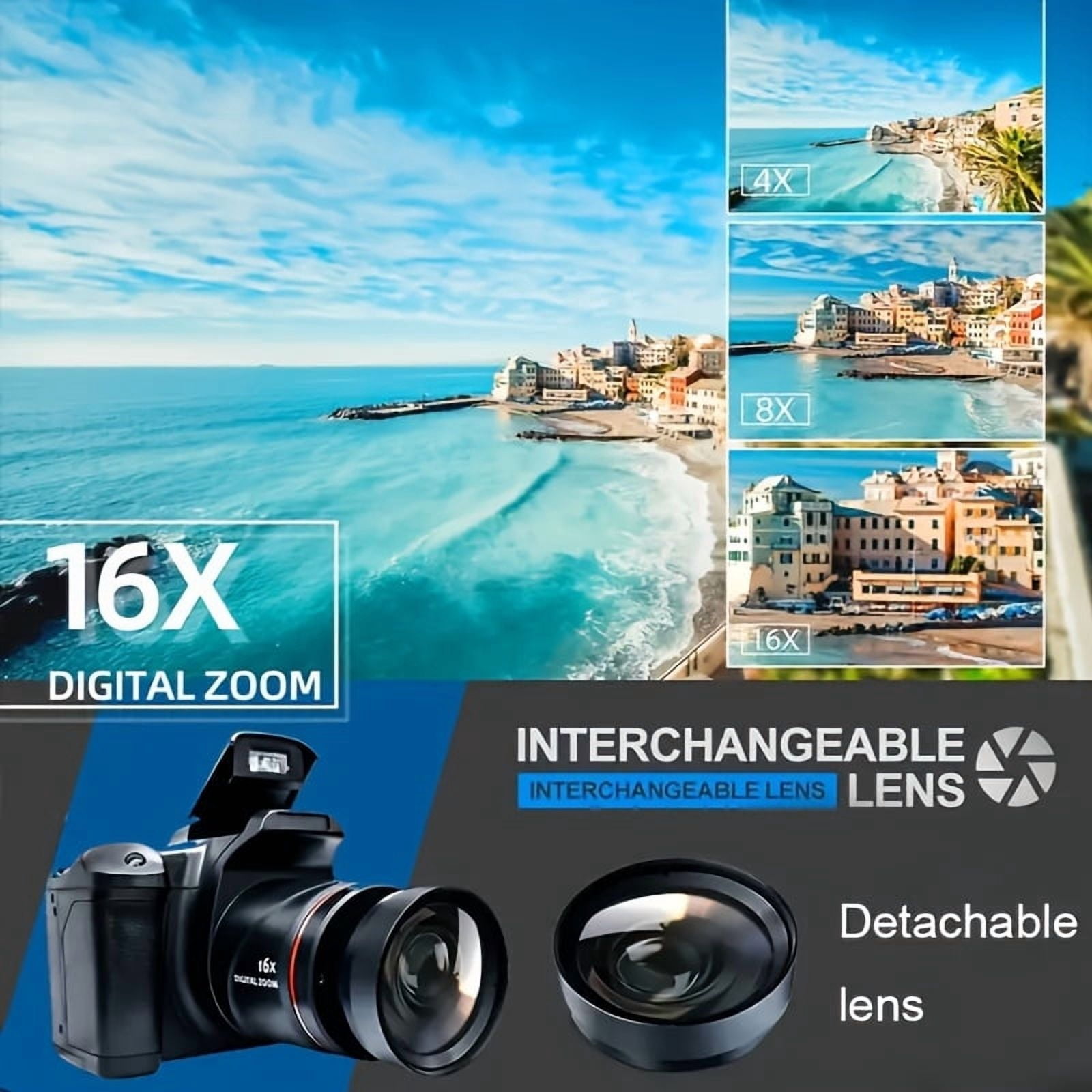 Digital Camera for Photography: 2.4" LCD, 16X Zoom, 1080P Vlog, 9.88mm Wide-Angle Lens, Easy to Use, Ideal Gift for Men and Women