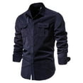 thumbnail image 1 of Babysbule Chemises pour Hommes en Coton Côtelé à Manches Longues Col Rabattu Ajusté Décontracté, 1 of 9