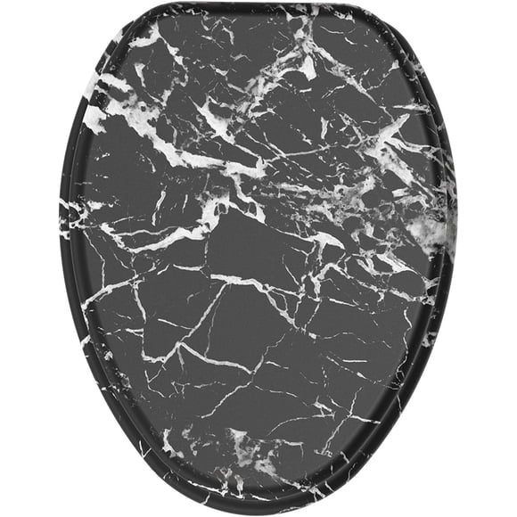 Sanilo 211 Elongated Wood Toilet Seat with Soft Close Lid, Marble Black
