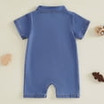thumbnail image 5 of Baby Onesies Boy Newborn Outfits Baby Boy Clothes Summer Short Sleeve Collared Dinosaur Pocket Denim Romper Jeans Jumpsuit, 5 of 9