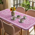 thumbnail image 3 of Valentine's Day Table Cloths for 4 Foot Rectangle Tables, Pink Love Rustic Retro Abstract Art Patio Waterproof Elastic Fitted Tablecloths, Washable Rectangular Table Cover for Camping, 3 of 8