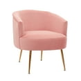 thumbnail image 3 of Velvet Accent Chair, Modern Tufted Barrel Chair Tub Armchair with Mid-Back & Golden Metal Legs, Comfy Upholstered Living Room Chair, Leisure Club Chair with Armrests, Single Sofa Chair, Pink, 3 of 6