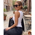thumbnail image 6 of CHICME Tank Tops for Women Solid Color O-Neck Sleeveless Elastic Slim Fit Basic Vest Casual Womens Top(Without Pads) White-L, 6 of 9