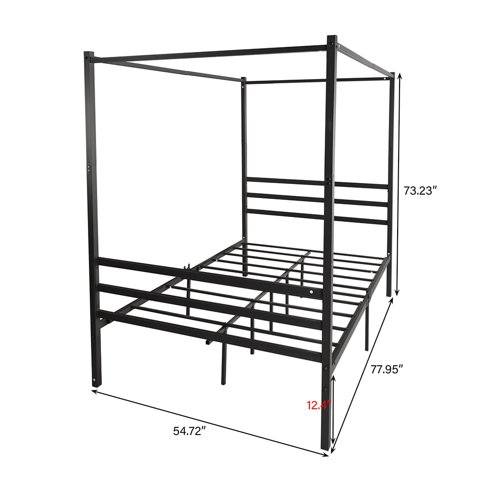 Private Jungle Metal Canopy Platform Bed, Sturdy Bed Frame Under-Bed Storage, Full Private Jungle Metal Canopy Platform Bed, Sturdy Bed Frame Under-Bed Storage, Full