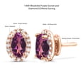thumbnail image 4 of Auriga Fine Jewelry 14K Rose Gold Rhodolite Purple Garnet and diamond 0.1ct Earrings for Women, 4 of 5