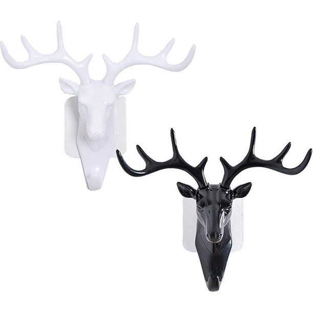 Gancho adhesivo, gancho decorativo para pared, juego de 2 ganchos de pared con forma de asta de ciervo para colgar llaves, carteras, bolsos, sombreros, en la entrada, el dormitorio y el