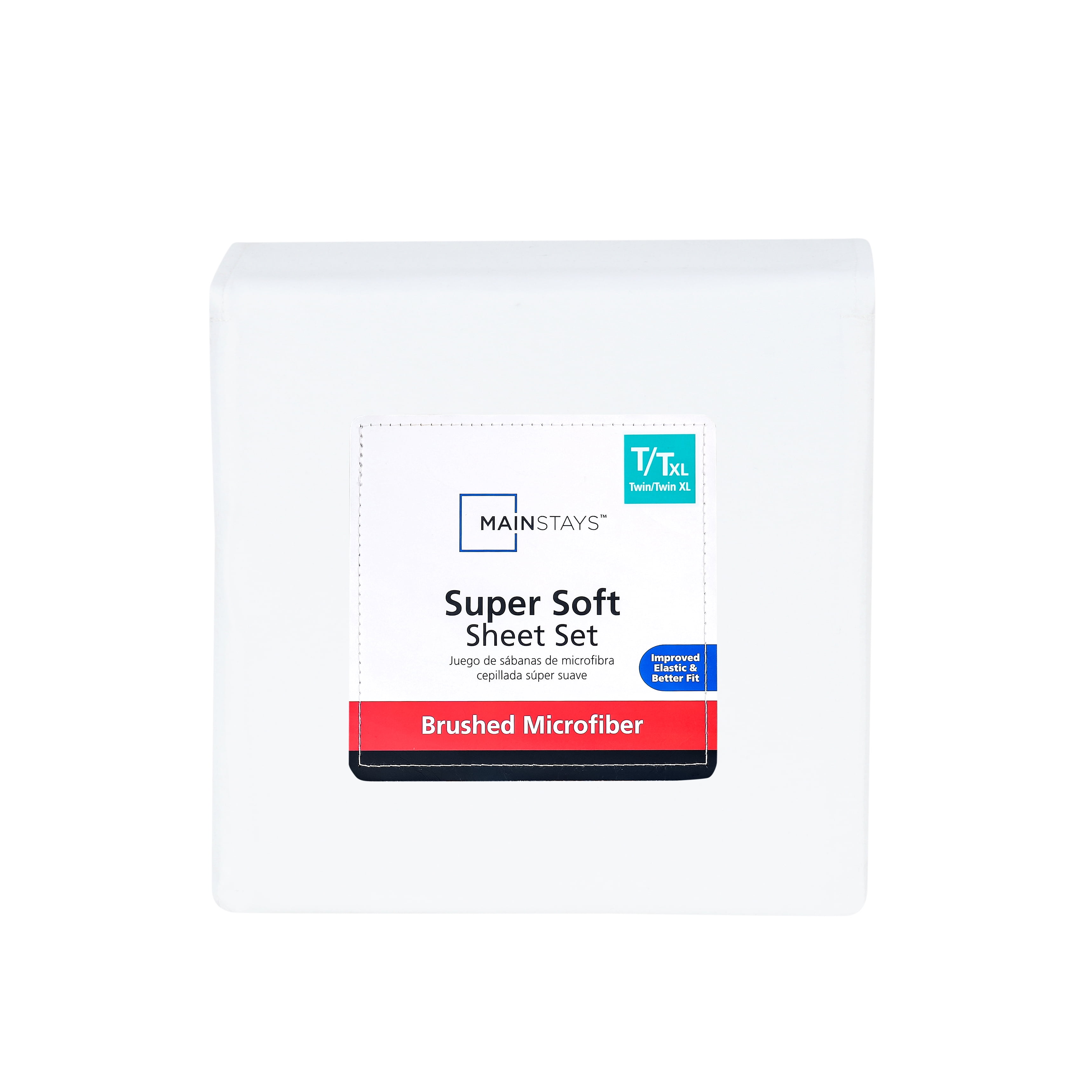 Mainstays Super Soft Brushed Microfiber Bed Sheet Set, Arctic White, Twin-XL, 3 Piece